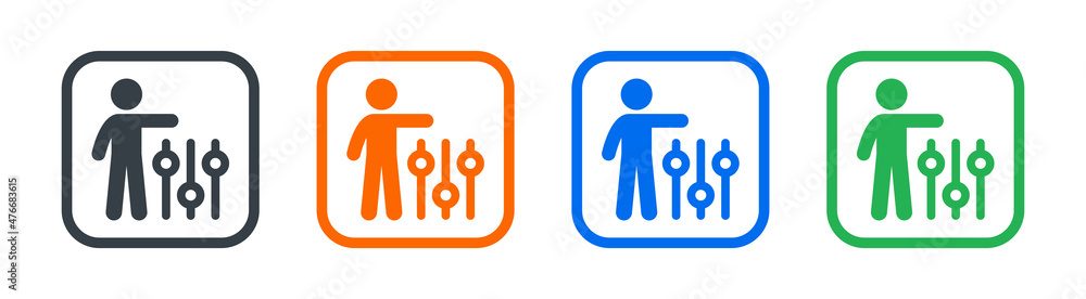 Poster man with adjust control icon vector illustration. management symbol.