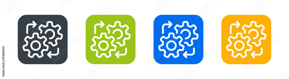 Poster Workflow process icon. Setting gears icon set.
