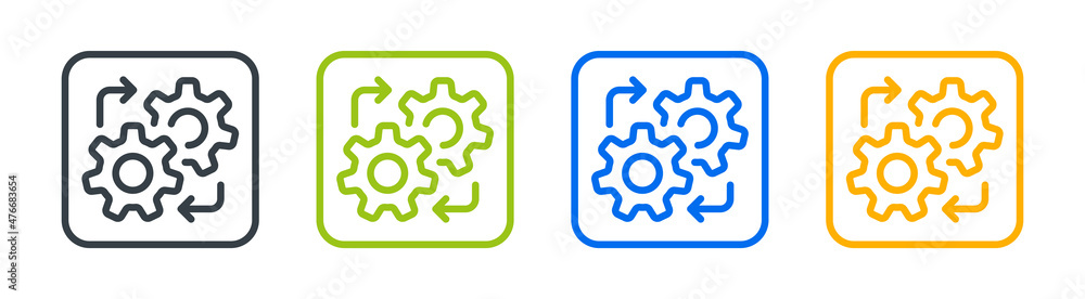 Poster setting gears icon set. gear mechanism icon vector illustration
