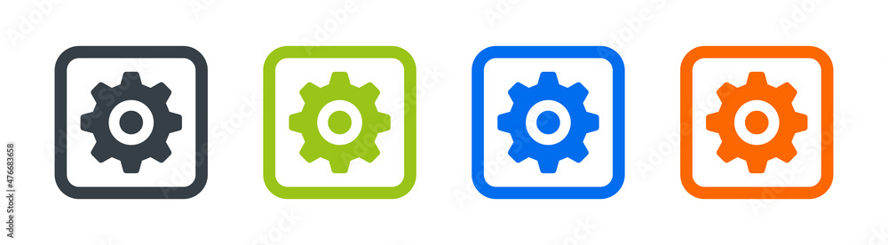 Poster gear setting vector icon set. cogwheel icon