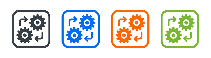Setting gear icon. Cogwheel group symbol vector illustration.