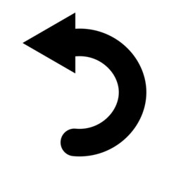 Circular left and up arrow. Direction signpost. Black figure. Navigation concept. Vector illustration. Stock image. 