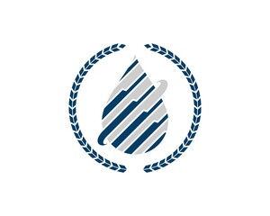 Circular wheat with abstract water drop inside