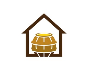 Simple house with beer barrel inside