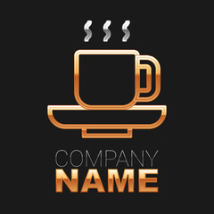 Line Coffee cup icon isolated on black background. Tea cup. Hot drink coffee. Colorful outline concept. Vector