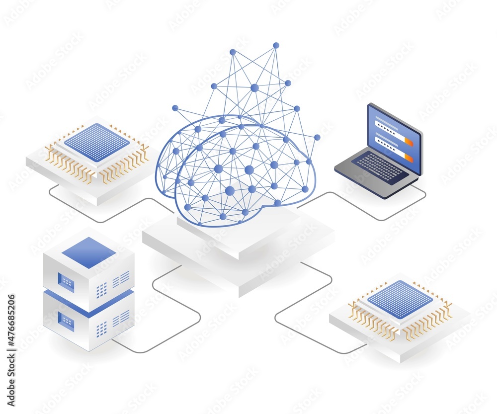 Poster artificial intelligence with brain chips