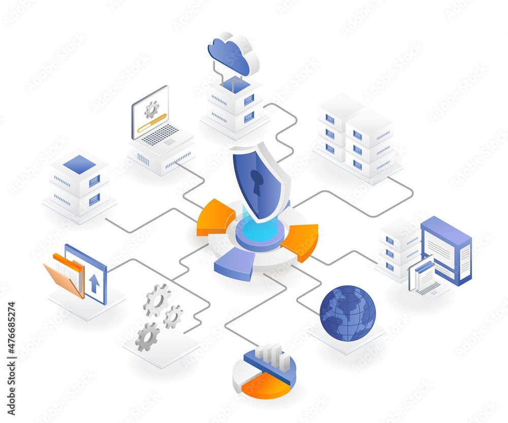 Aufkleber Cloud server and computer data security shield
