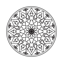 Circular pattern in the form of mandala with flower for henna mandala tattoo decoration