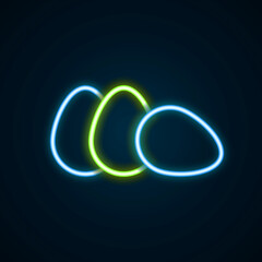 Glowing neon line Chicken egg icon isolated on black background. Colorful outline concept. Vector