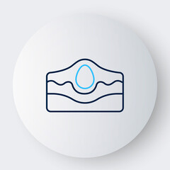 Line Acne icon isolated on white background. Inflamed pimple on the skin. The sebum in the clogged pore promotes the growth of a bacteria. Colorful outline concept. Vector
