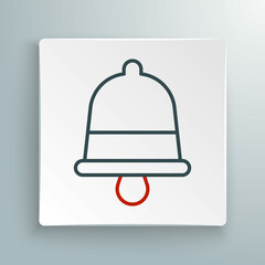 Line Merry Christmas ringing bell icon isolated on white background. Alarm symbol, service bell, handbell sign, notification. Colorful outline concept. Vector