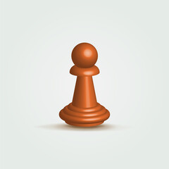 3d design of brown chess pawns. Games and recreation. Major and minor pieces.