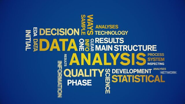4k Data Analysis Animated Tag Word Cloud;Text Design big data Animation typography seamless loop.