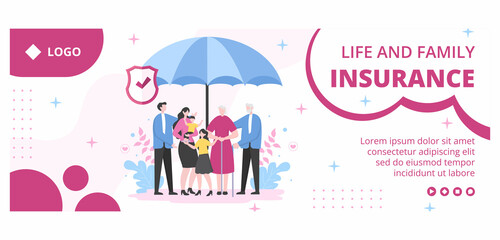 Life Insurance Cover Template Flat Design Illustration Editable of Square Background Suitable for Social media, Greeting Card or Web Internet Ads