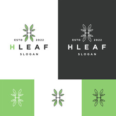 Letter H Leaf logo icon design template