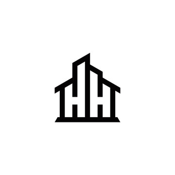 h hh initial home building logo design vector template