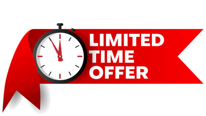 limited time offer vector design in red and black with stop watch