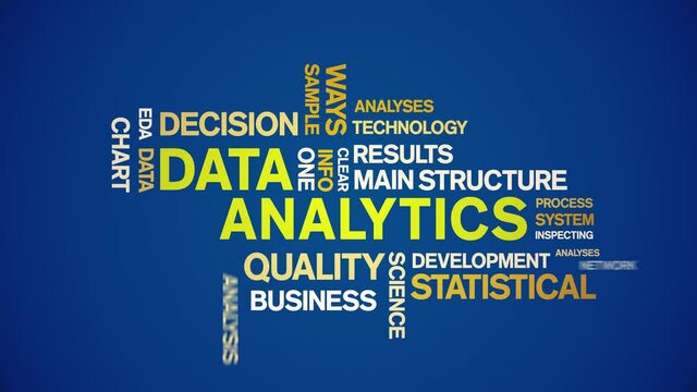 4k Data Analytics Animated Tag Word Cloud;Text Design big data Animation typography seamless loop.
