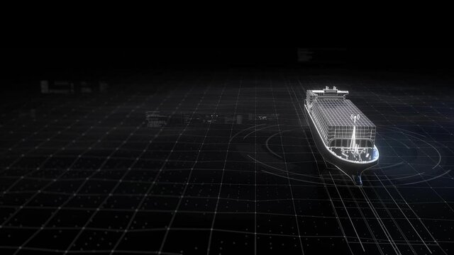 3D rendering holographic ocean freight.Technology holographic style logistics transportation background.PPT,banner,poster background illustration
