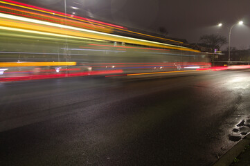 Fototapeta premium City street at night with light streaks