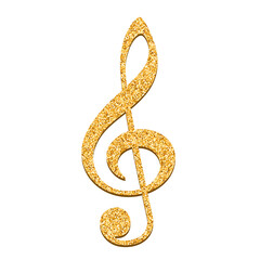 Obraz premium Sparkle shiny golden treble clef. Glitter Music violin clef sign.