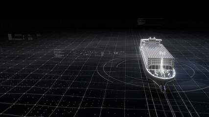 3D rendering holographic ocean freight.Technology holographic style logistics transportation background.PPT,banner,poster background illustration