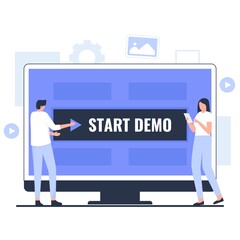 Flat design of start demo concept. Illustration for websites, landing pages, mobile applications, posters and banners - obrazy, fototapety, plakaty