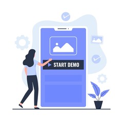 Start demo illustration design concept. Illustration for websites, landing pages, mobile applications, posters and banners - obrazy, fototapety, plakaty
