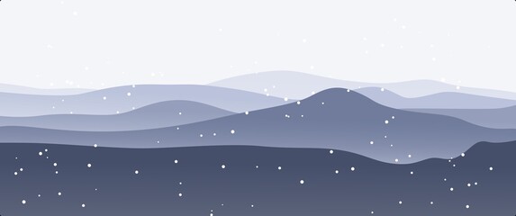 Fototapeta premium Snow covered mountain in winter season landscape vector design illustration can be used for background, desktop background, wallpaper, illustration, banner, nature landscape illustration.