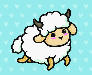 Fototapeta premium cute sheep on pink background, colorful illustration, kids t-shirt designs 
