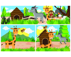 Obraz premium Animals in the wood. Cartoon vector illustration,