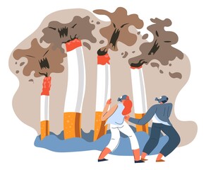 Smoking cigarettes making fog and smoke vector