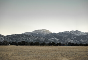 Mountains in a field