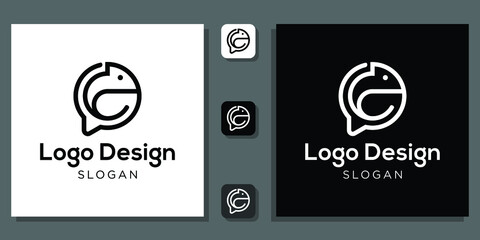 logo design chameleon combination symbol chat with app template © Duiti Serizawa