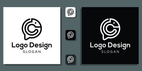 logo design chameleon combination symbol chat with app template © Duiti Serizawa