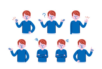 男性の表情イラストセット