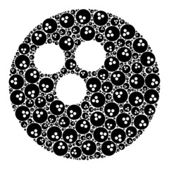 Vector bowling ball icon collage. Bowling ball collage is designed of random recursive bowling ball items. Recursive collage of bowling ball icon.