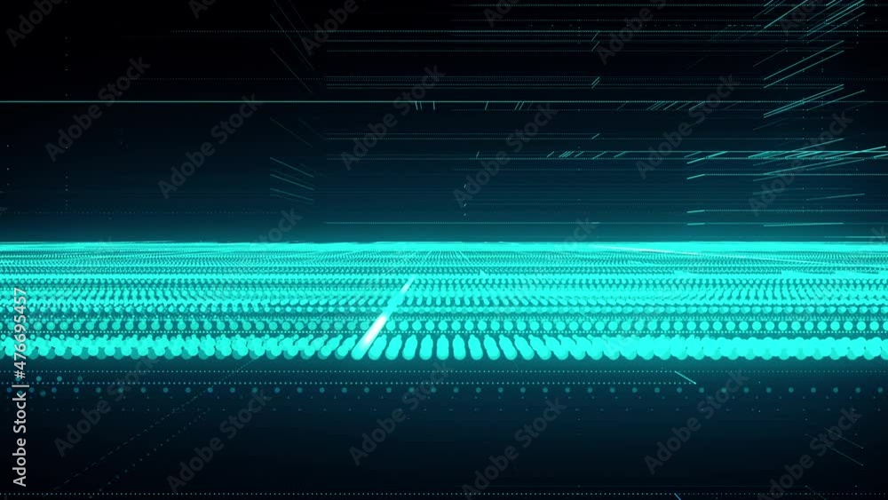 Poster geometric mesh from 3d render of web textures in space. cyber information matrix with online generat