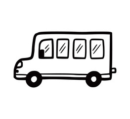 Bus car. Doodle sketch scribble style. Hand drawn funny bus vector illustration.
