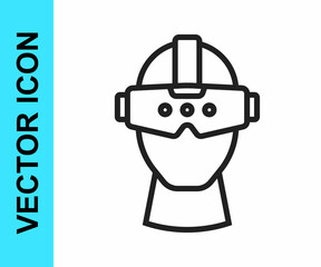 Black line Virtual reality glasses icon isolated on white background. Stereoscopic 3d vr mask. Optical head mounted display. Vector