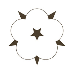 The cotton icon. Raw materials used for the production of cotton fabric. Vegetable fiber covering cotton seeds. Vector illustration isolated on a white background for design and web.