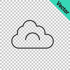 Black line Cloud icon isolated on transparent background. Vector