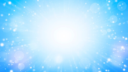 White Glitter Lights on Blue Texture Background. White Bokeh Effect. Defocused, Celebration, Christmas Holiday Backdrop.