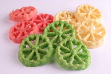 cake color arrangement white background Indonesian traditional flower rocking cake 