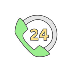 24 hours Icon in color icon, isolated on white background 