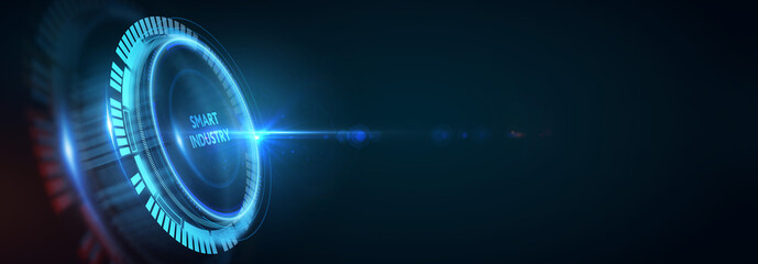 Smart industry 4.0 manufacturing technology concept.3d illustration