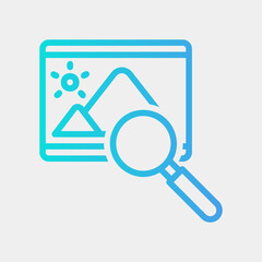 Image search icon in gradient style about marketing and seo, use for website mobile app presentation