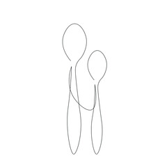Spoons silhouette line draw vector illustration