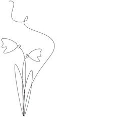 Spring flowers silhouette line drawing vector illustration