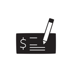 Fototapeta premium Payment Check Icon in black flat glyph, filled style isolated on white background